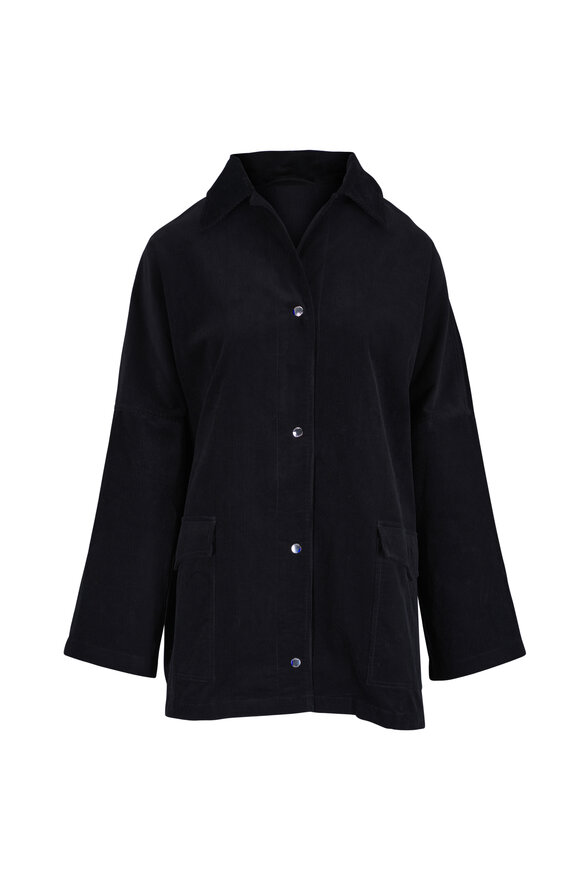 Totême Black Oversized Corduroy Overshirt Jacket