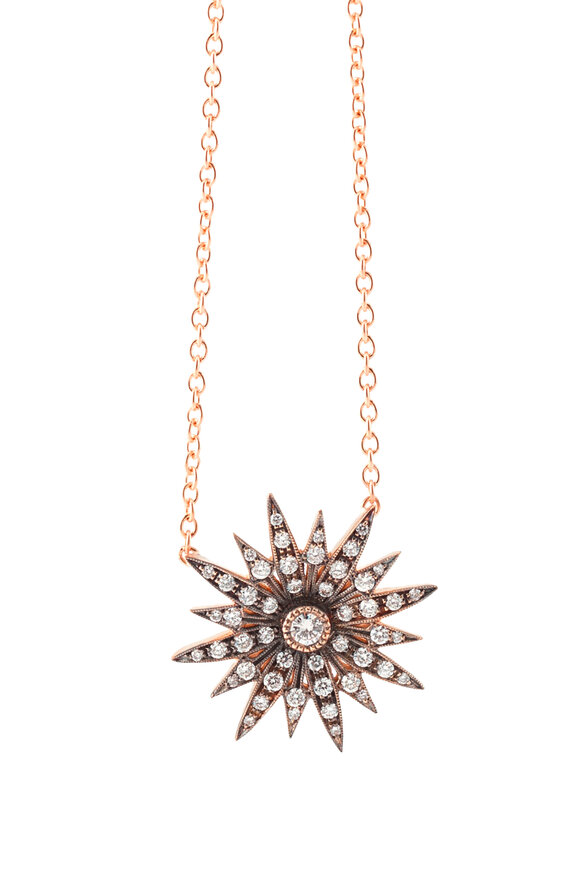 Sylva & Cie Rose Gold Starburst Pendant Necklace - view 1