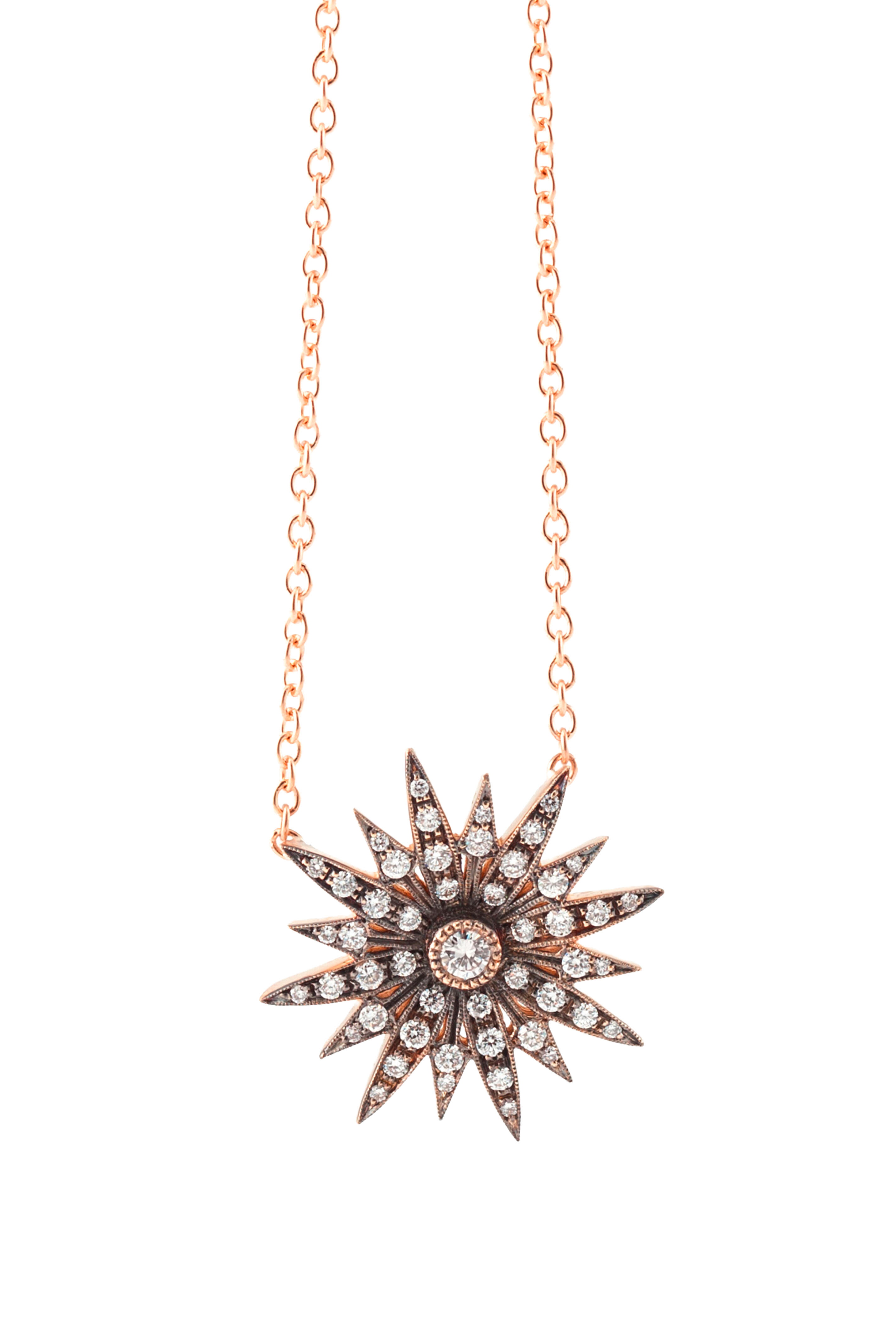 Sylva & Cie - Rose Gold Starburst Pendant Necklace - view 1