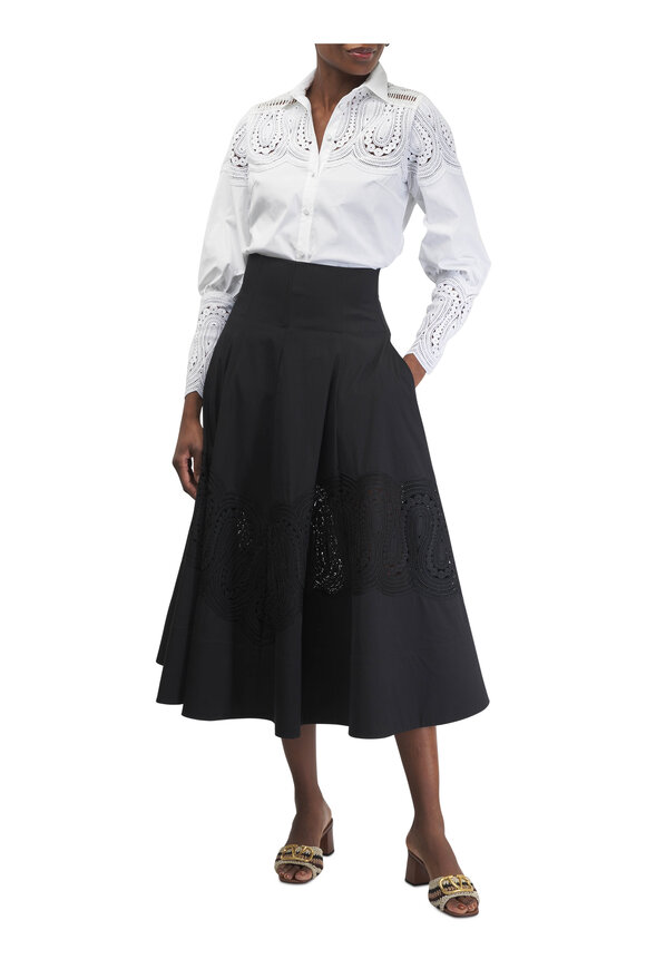 Lela Rose - Parker Black Lace Midi Skirt