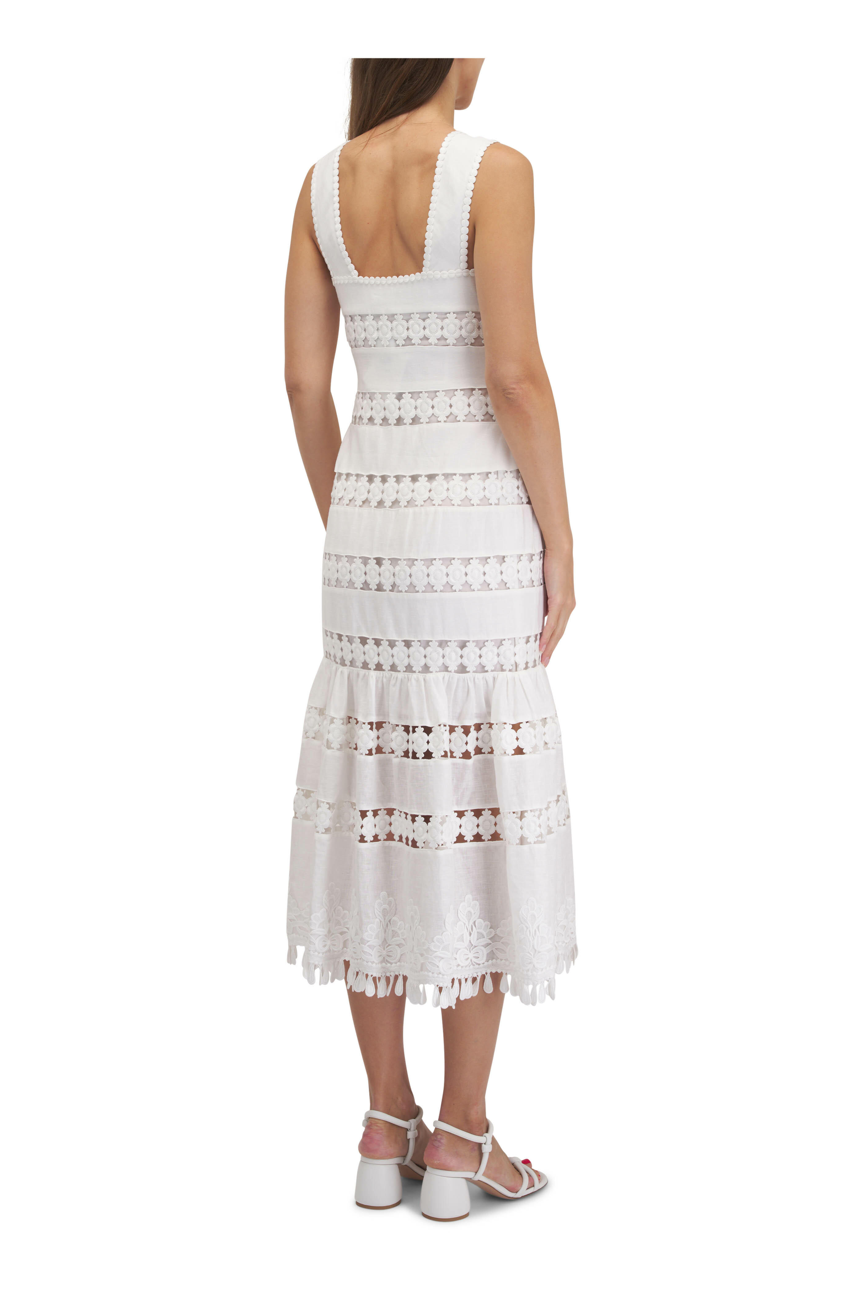Zimmermann - Pop Trimmed Ivory Midi Dress | Mitchell Stores