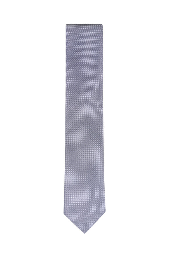 Canali Silver Textured Silk Necktie