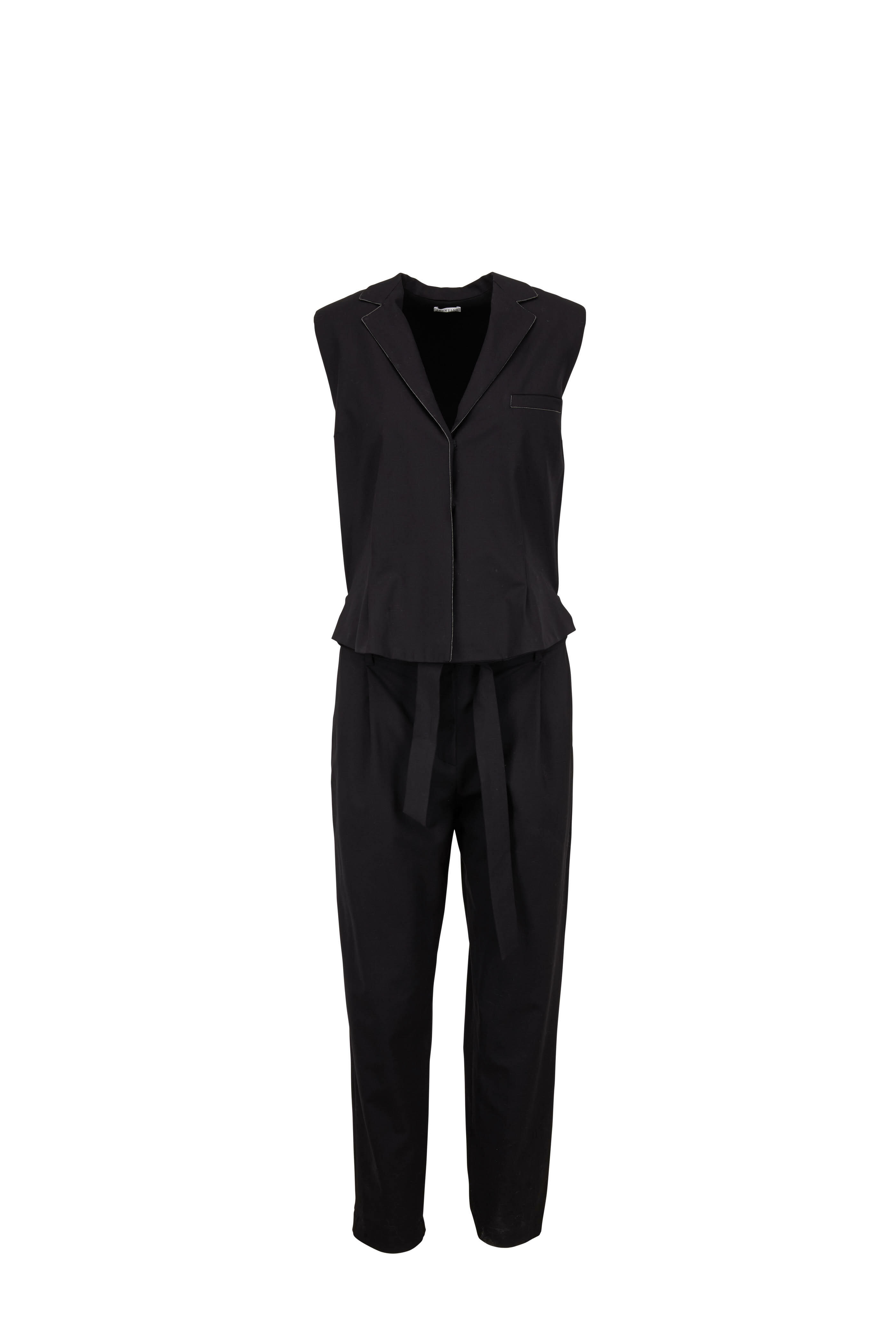 Brunello Cucinelli - Black Wool Monili Trim Jumpsuit