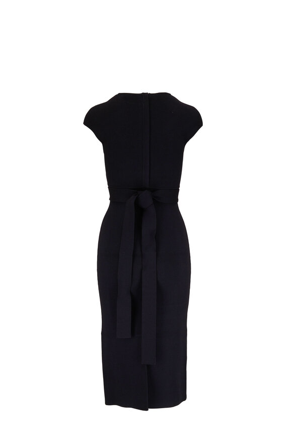 Scanlan Theodore - Black Crepe Knit Bodycon Midi Dress 