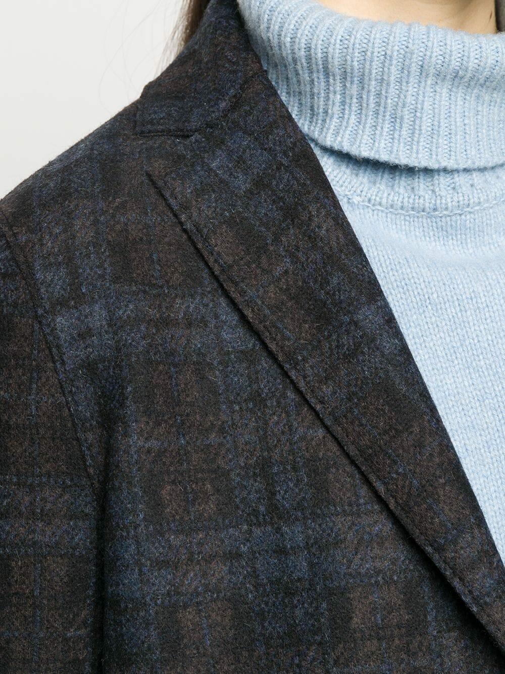 Harris Wharf - Navy Blue Tartan Wool & Cashmere Coat
