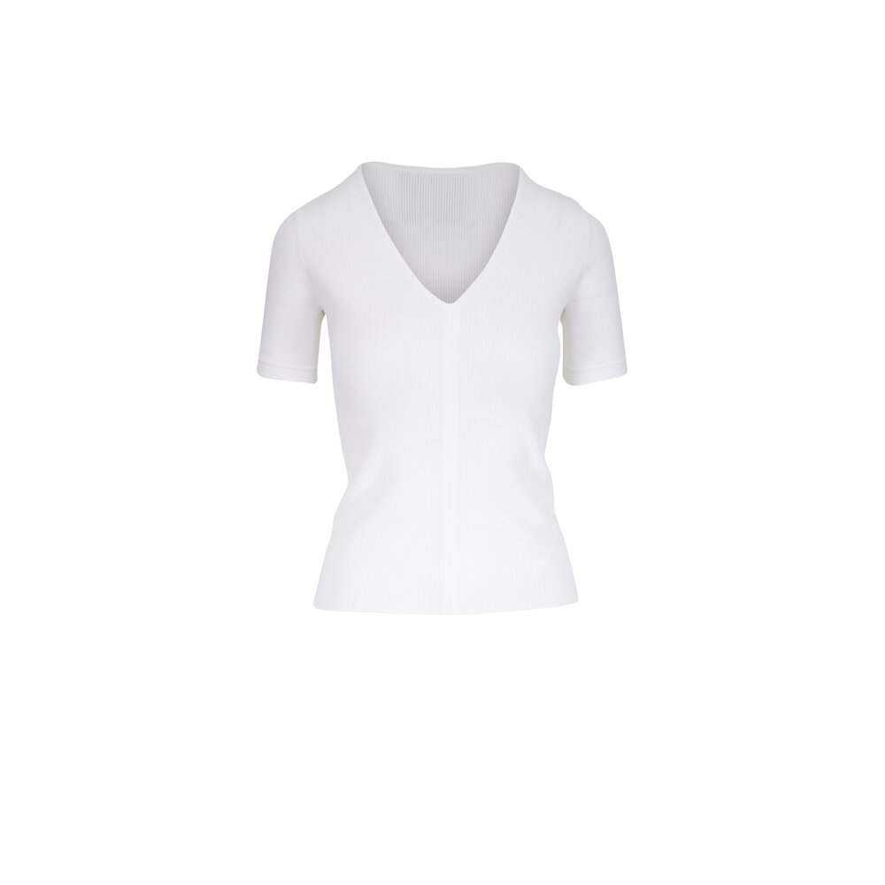 3.1 Phillip Lim - Compact Rib Ivory Ottoman Cuffed Top
