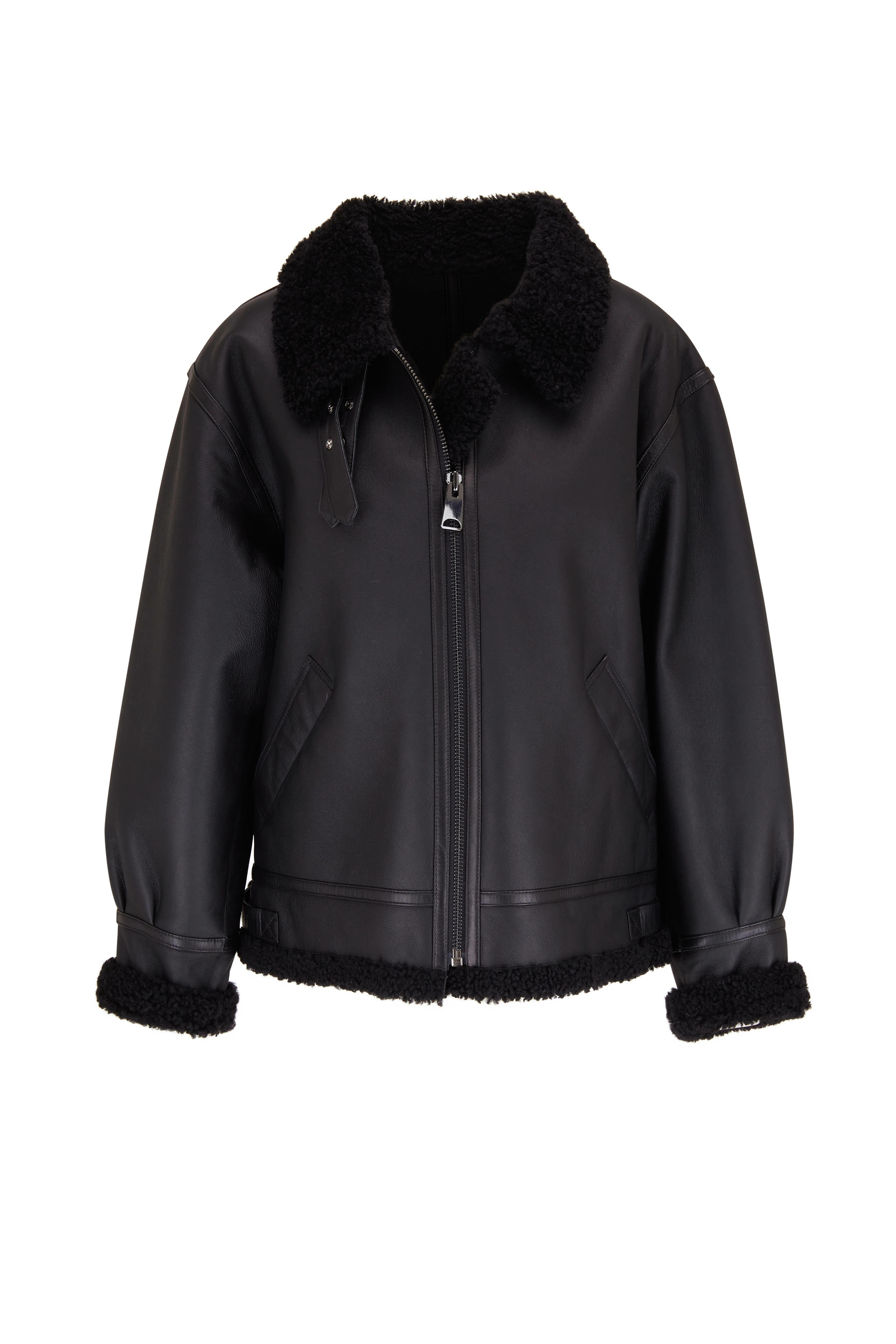 Pologeorgis - Black Shearling & Leather Zip Jacket