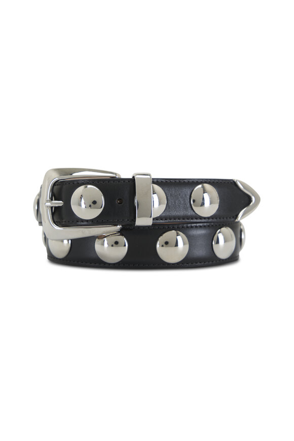 Khaite Benny Black & Silver Stud Leather Belt