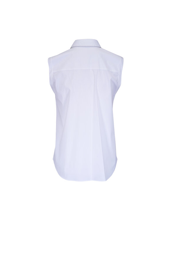 Brunello Cucinelli - White Stretch Poplin Monili Blouse