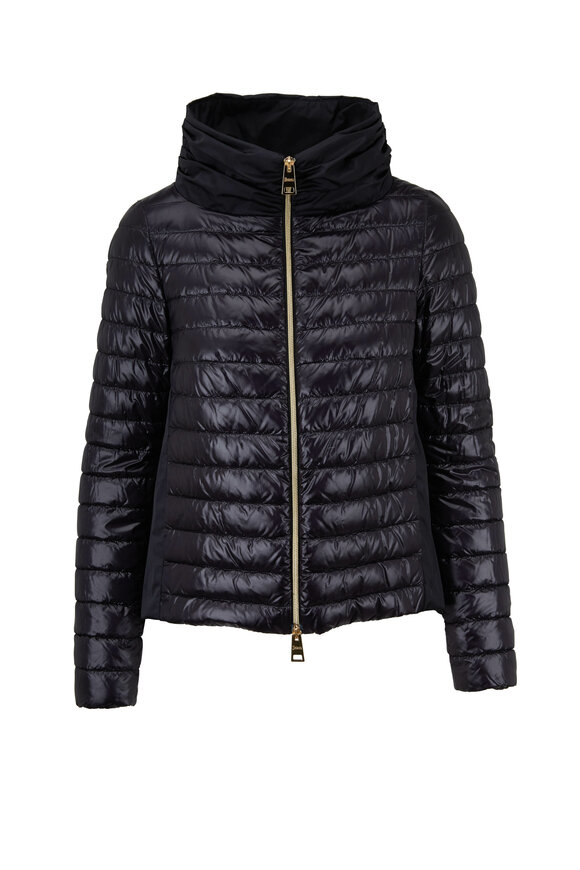 Herno - Black Nylon & Taffeta Back Puffer Jacket