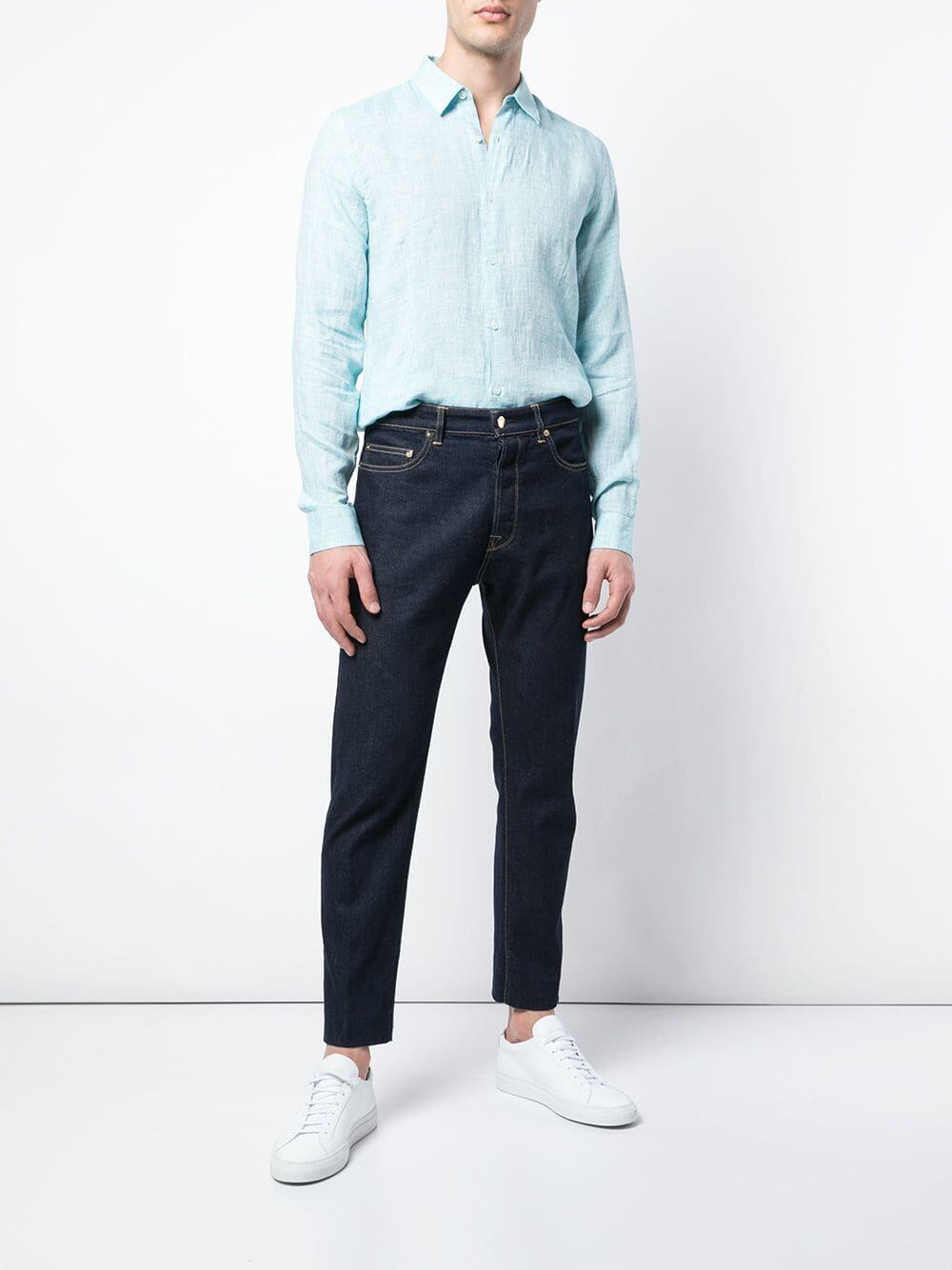 Orlebar Brown - Morton Scuba Blue Linen Sport Shirt