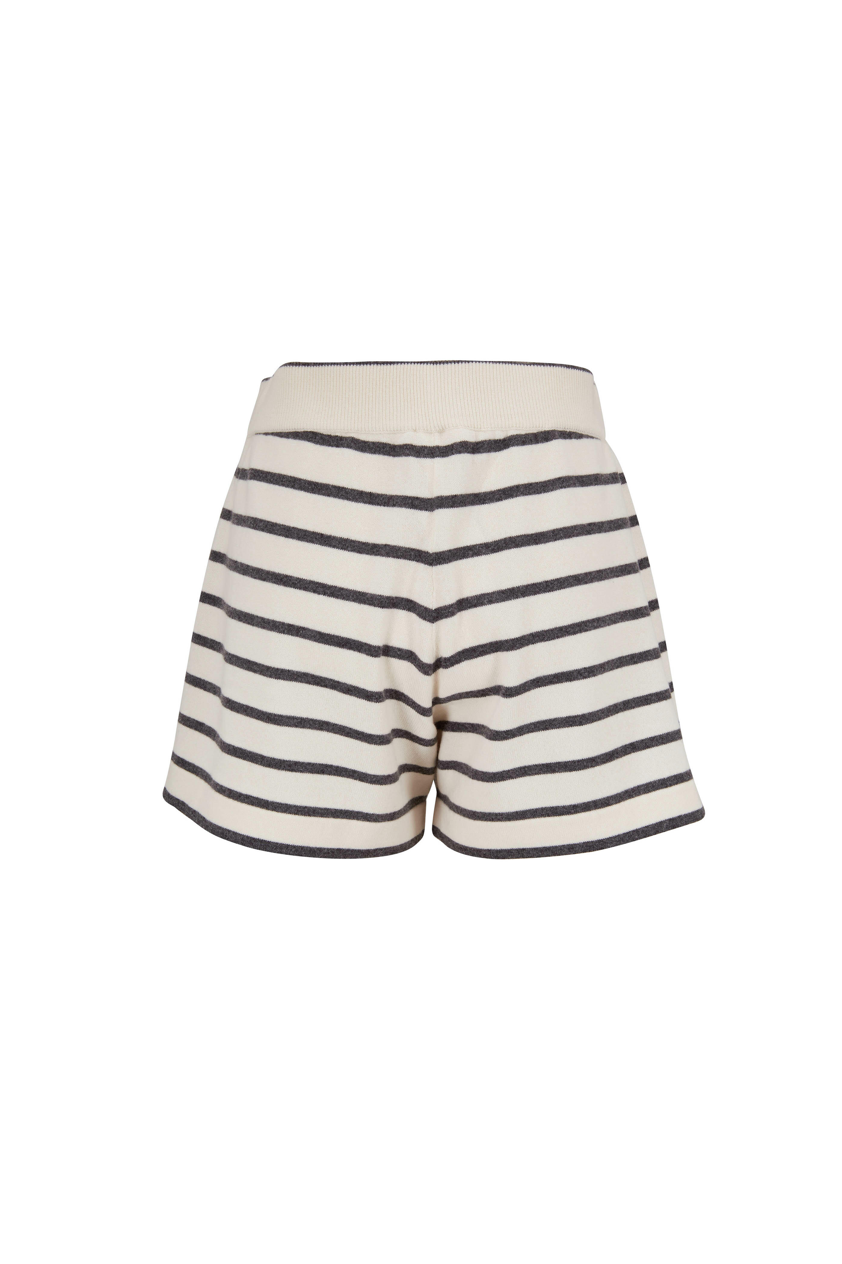 Brunello Cucinelli - Ecru Cashmere & Wool Stripe Spa Shorts