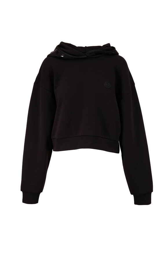 Moncler - Maglia Con Cappuccio Black Crop Hoodie