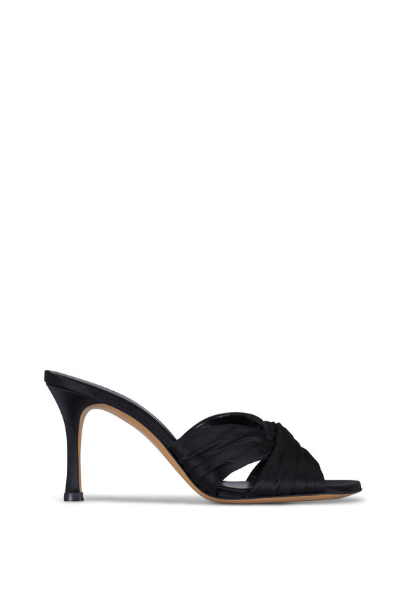 Le Monde Béryl Antonia Black Satin Mule, 50mm - view 3