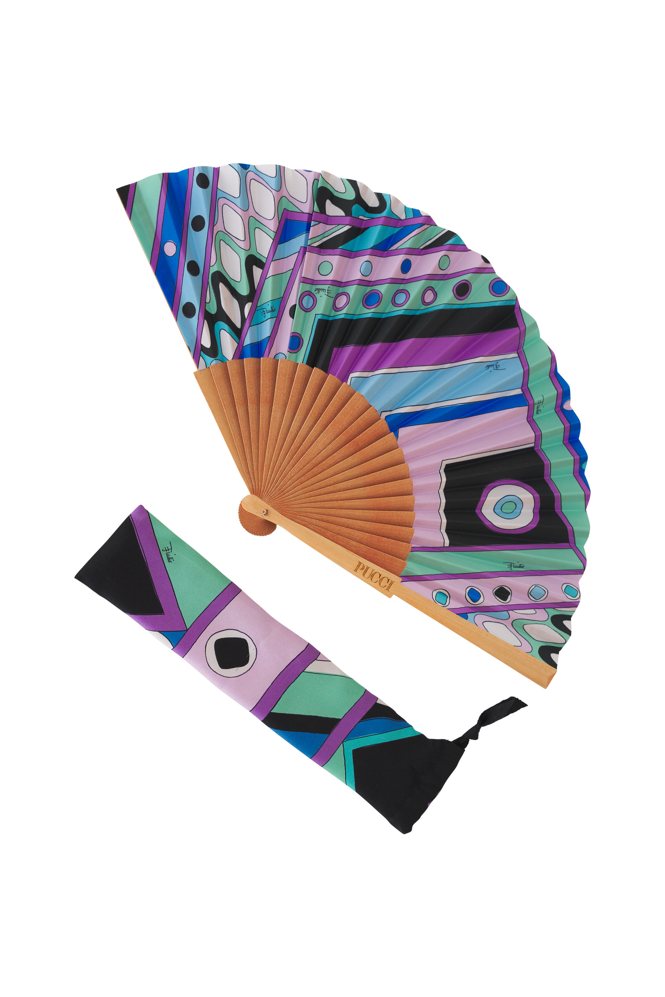 Pucci - Vivara-Print Birchwood Fan