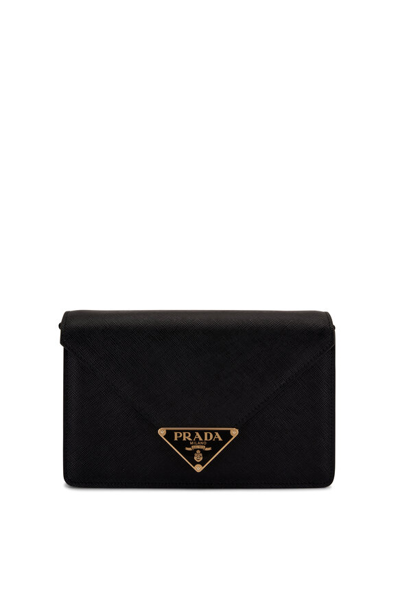 Prada - Black Saffiano Leather Envelope Shoulder Bag 