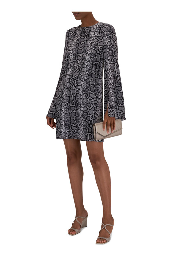 Michael Kors Collection - Cape Sleeve Snake Print Silk Shift Dress 