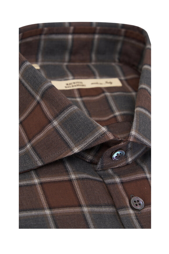 Maurizio Baldassari - Rust & Charcoal Plaid Flannel Sport Shirt