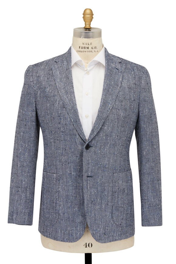 Mauro Blasi - Silver & Blue Herringbone Sportcoat