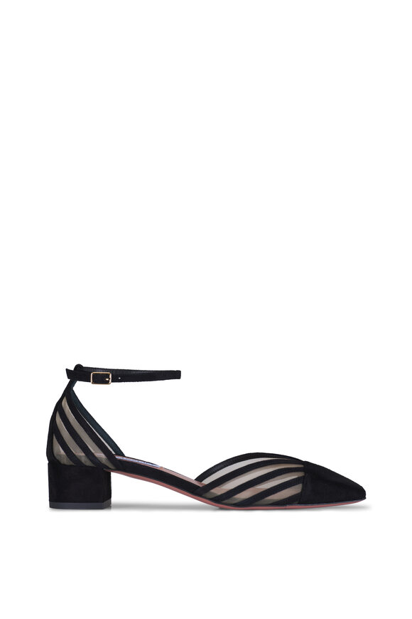 Aquazzura Alana Black Mesh & Suede Pump, 35mm - view 6