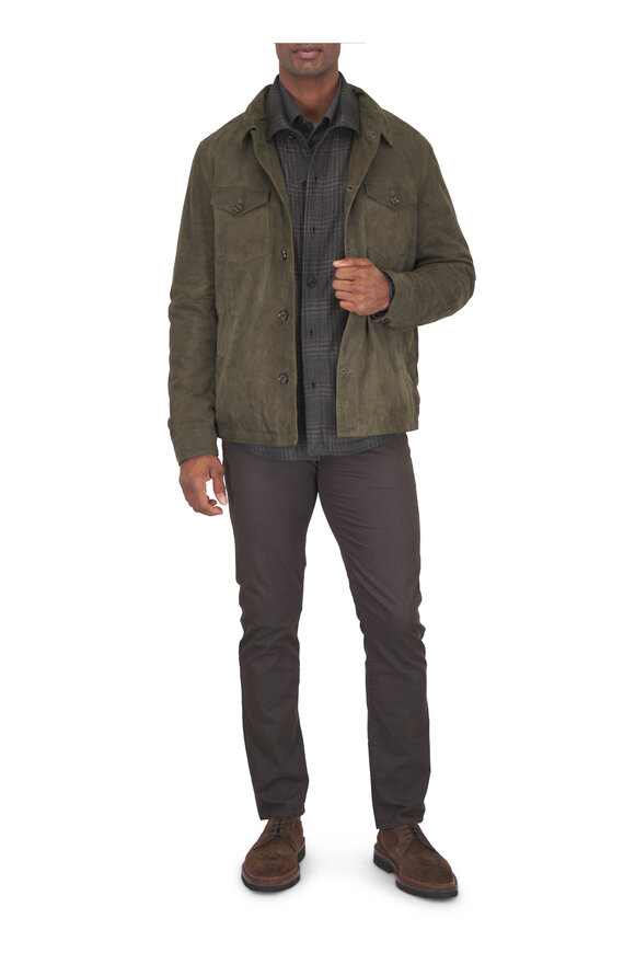Maurizio Baldassari Dark Brown Plaid Wool, Silk & Cashmere Overshirt - view 5