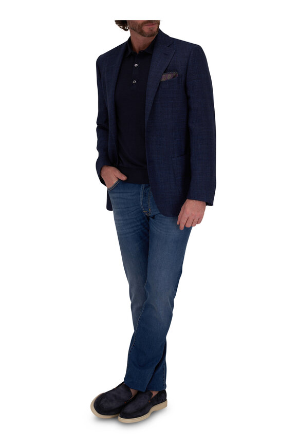 Atelier Munro - Navy Textured Wool & Silk Sportcoat 