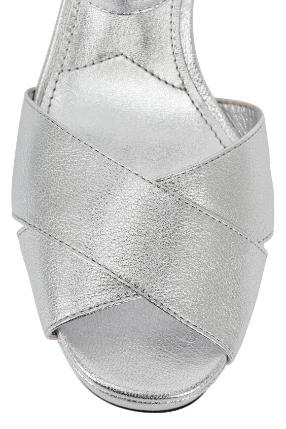 Prada - Silver Lamé Leather Platform Sandal, 80mm