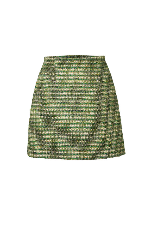 Carolina Herrera Green Multicolor Tweed Mini Skirt - view 6