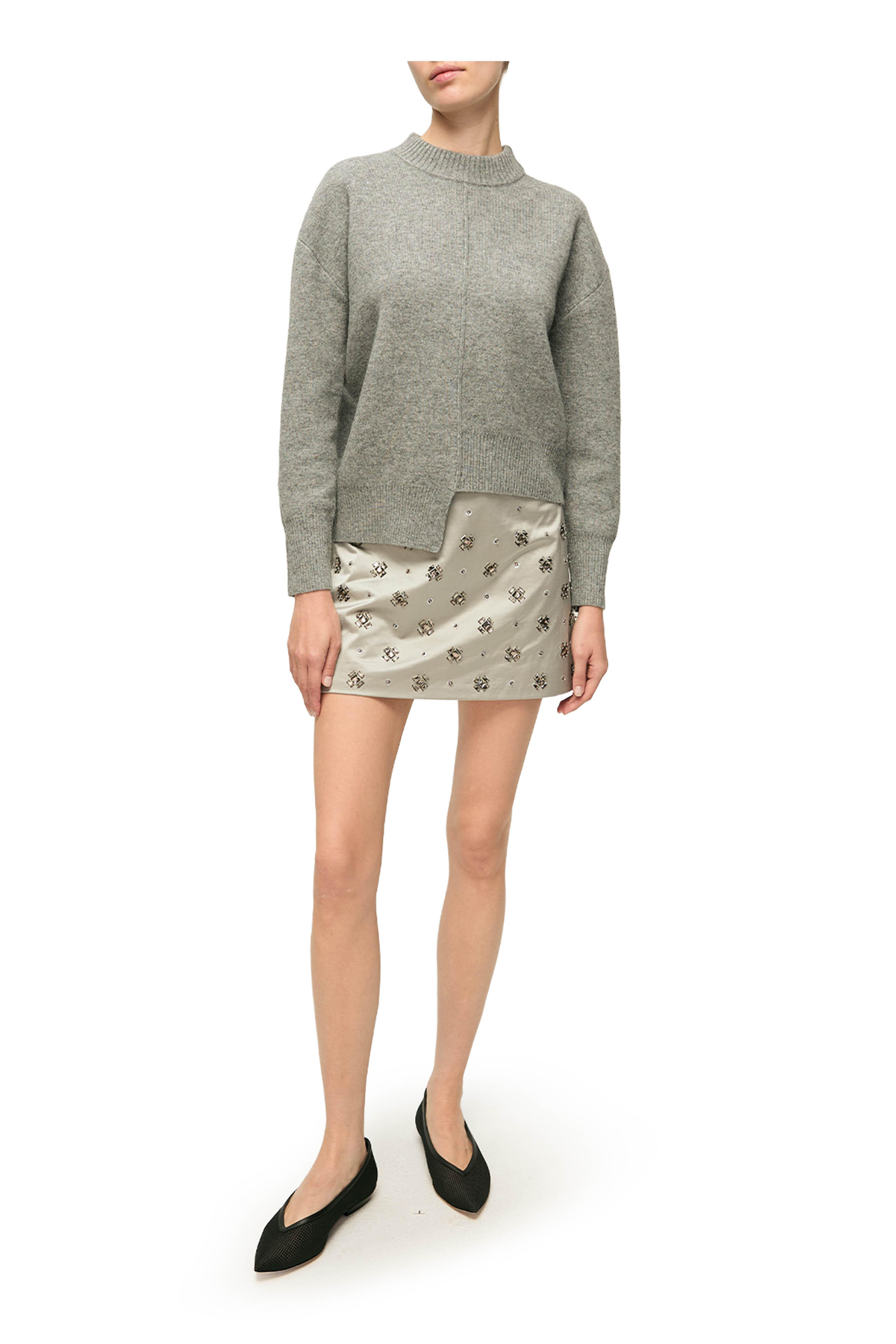Veronica Beard - Olenna Silver Embellished Satin Mini Skirt - view 2