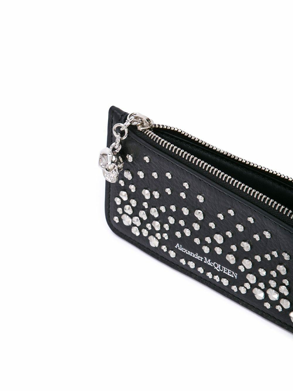 McQueen - Black Leather Studded Zip Card Case | Mitchell Stores