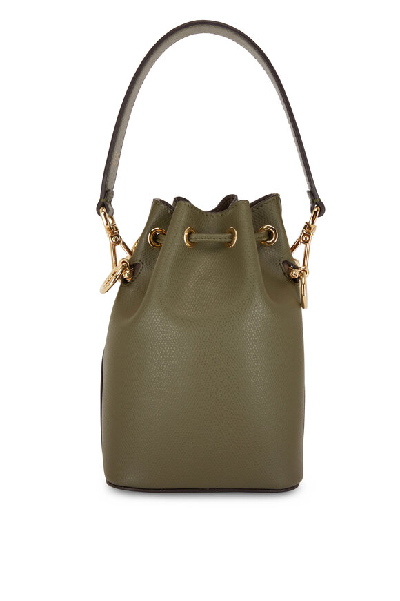 Fendi Mon Tresor Army Green Leather Mini Bucket Bag