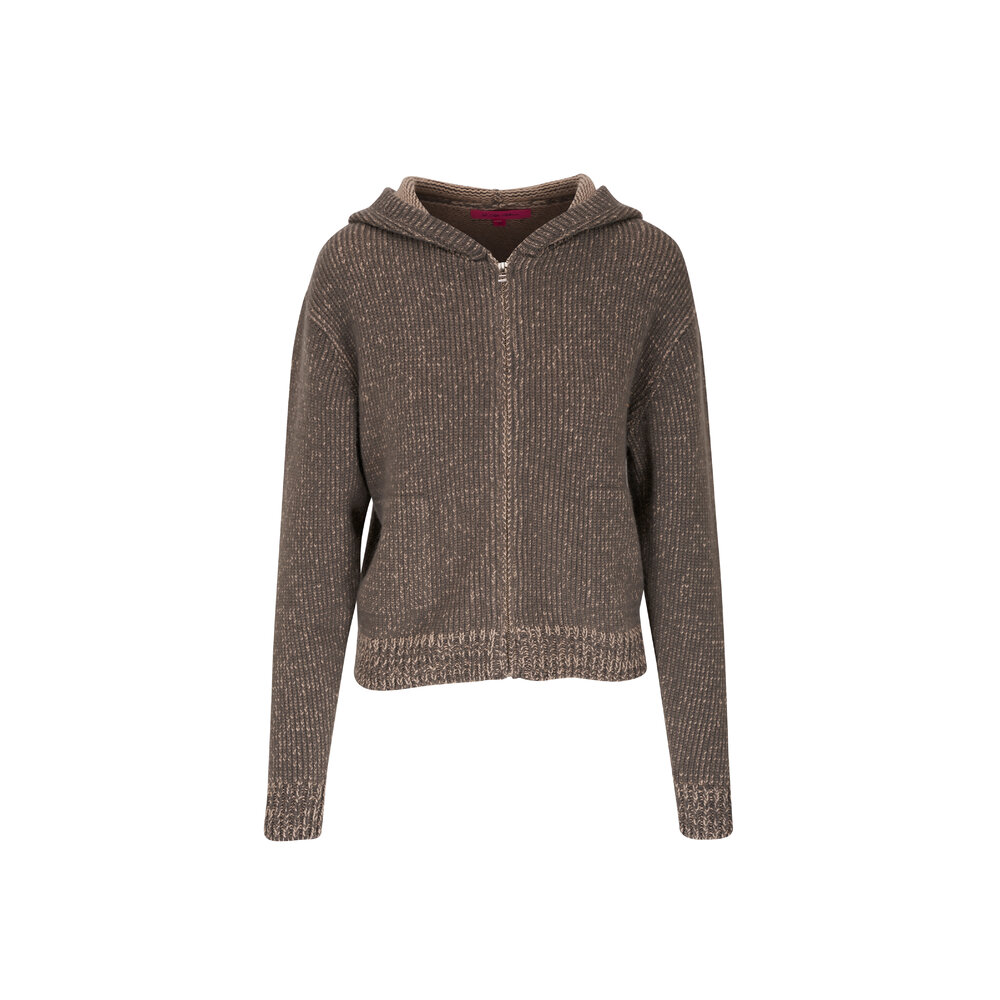 The Elder Statesman - Plait Driftwood Cashmere Zip Hoodie