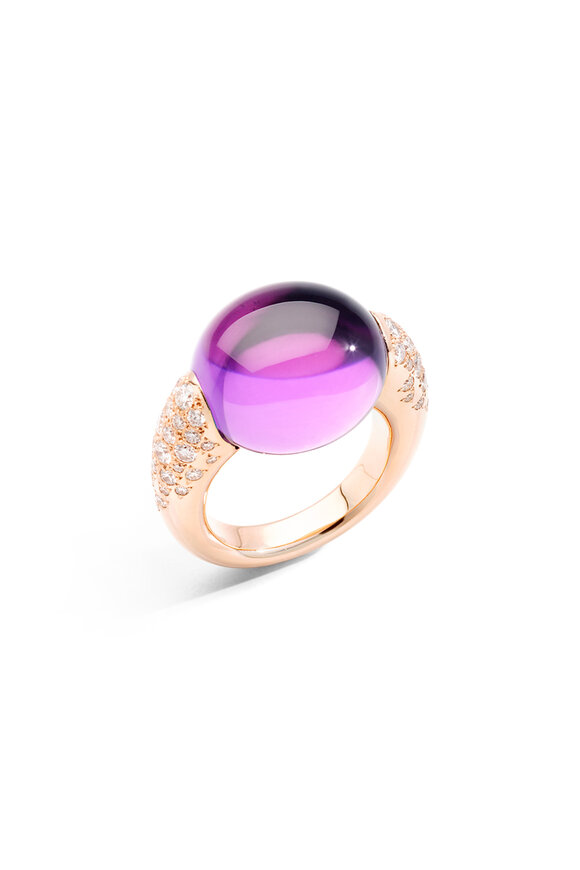 Pomellato 18k Rose Gold Amethyst & Diamond Iconica Ring