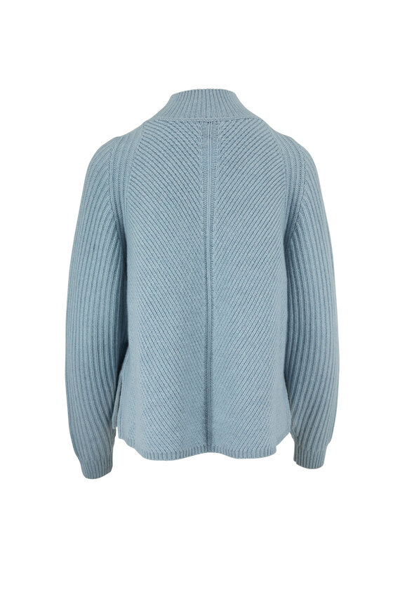 Le Kasha - Galicia Light Blue Cashmere Diagonal Rib Sweater