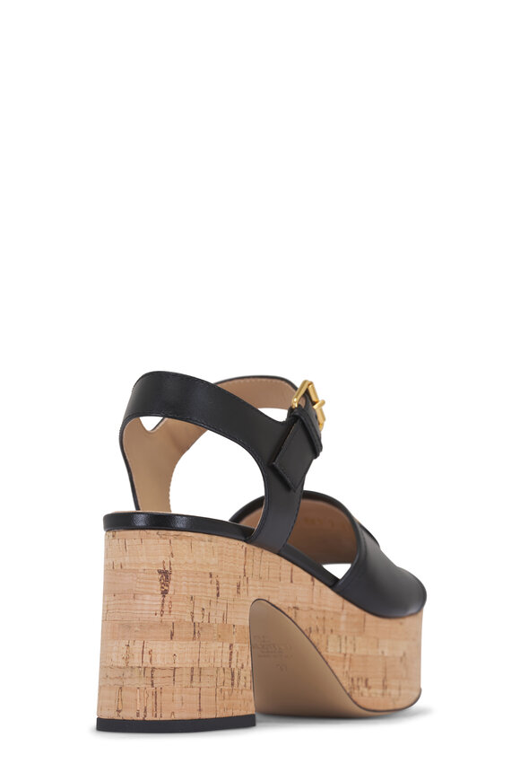 Valentino Garavani Vlogo Sig Cork Black Platform Sandal, 80mm - view 5