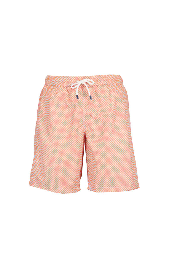 Fedeli Orange Positano Airstop Stampato Swim Trunks - view 1