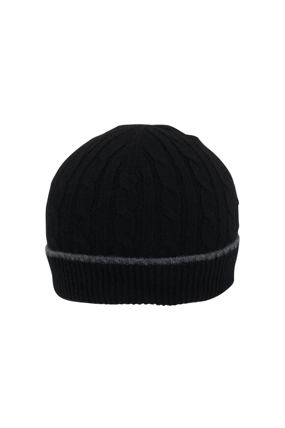 Kiton - Black Cable Knit Cashmere Beanie 