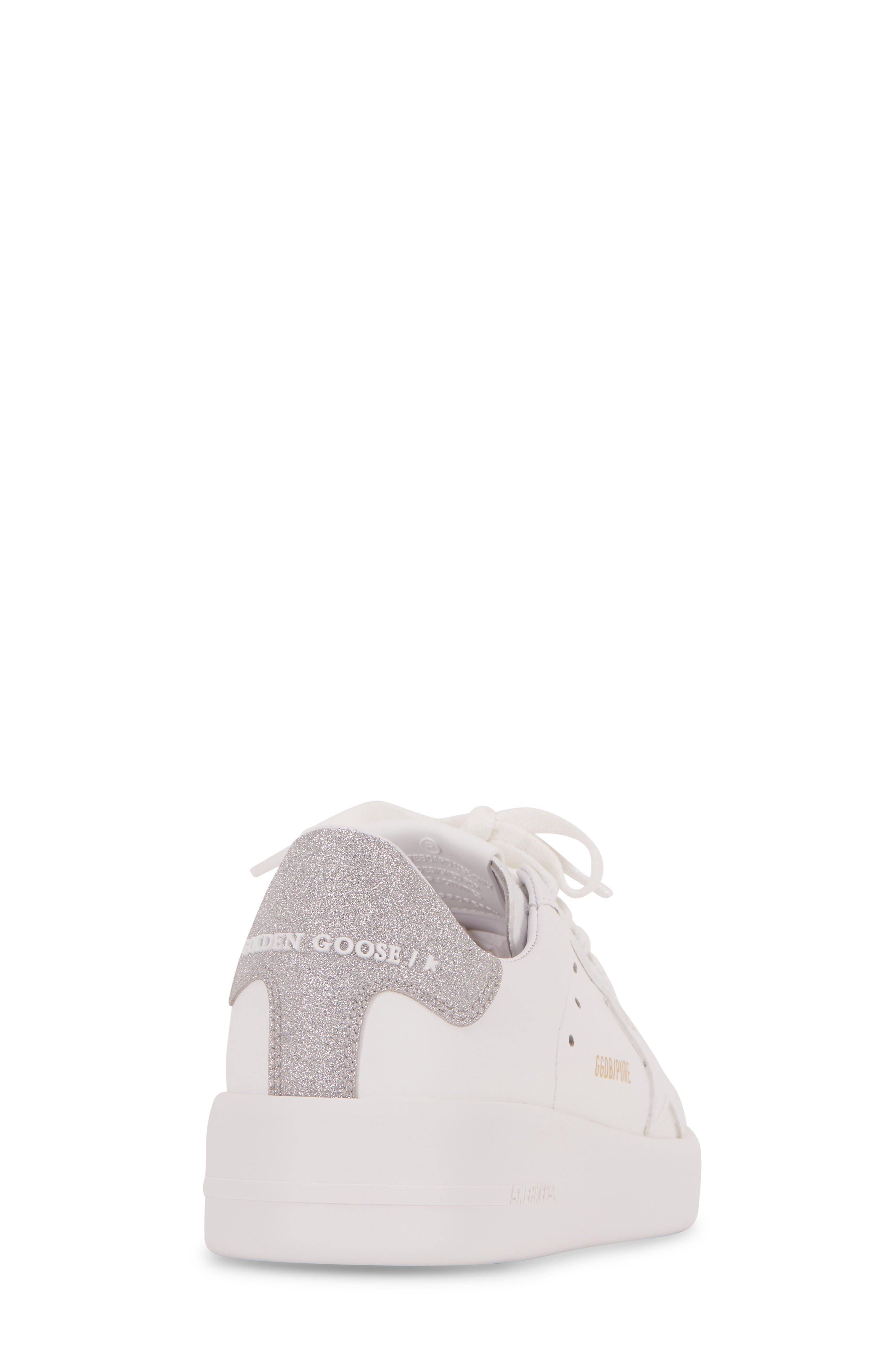 Golden Goose - Pure Star White Leather & Silver Glitter Sneaker
