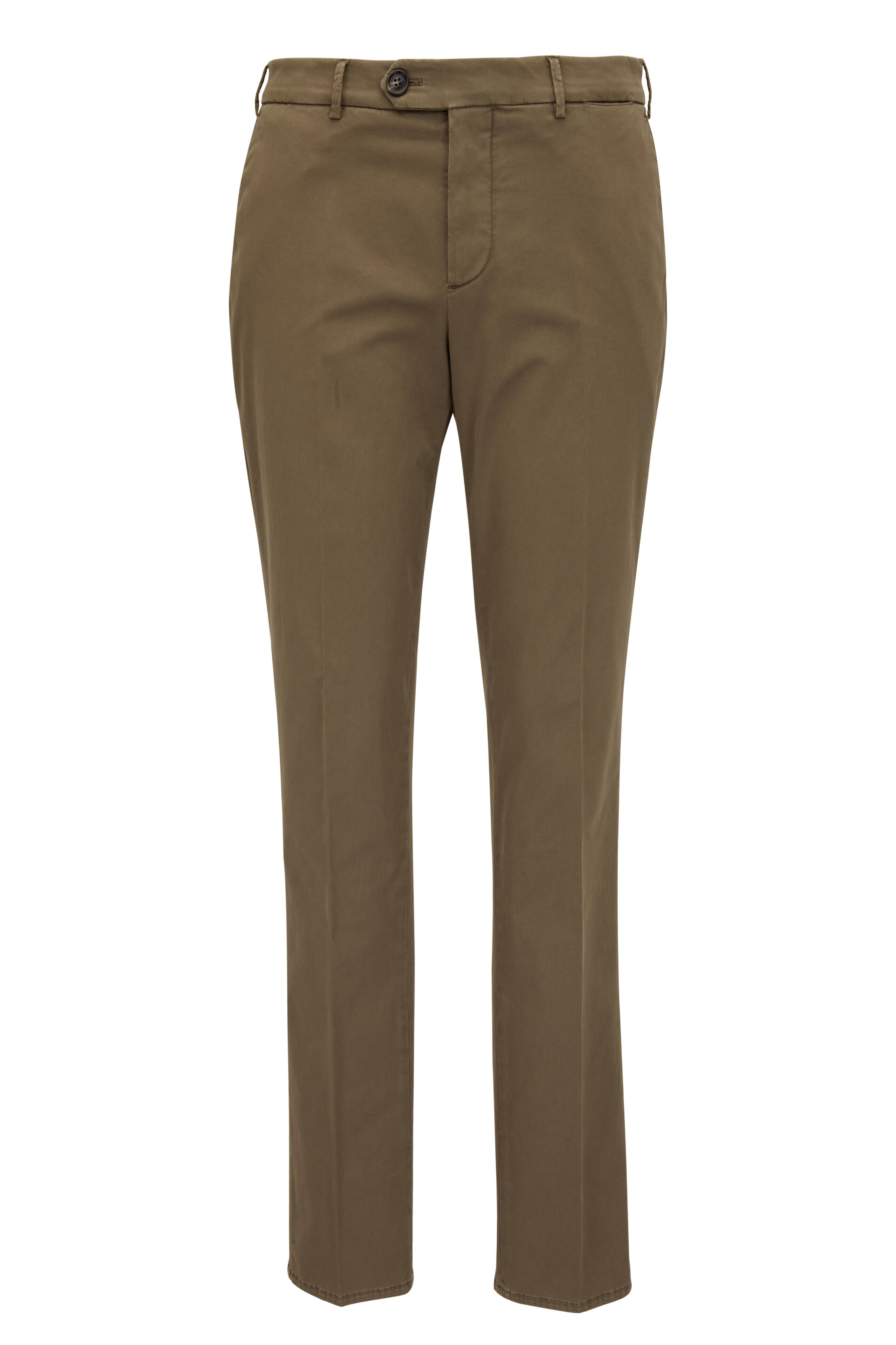Brunello Cucinelli - Olive Cotton Stretch Italian Fit Pant