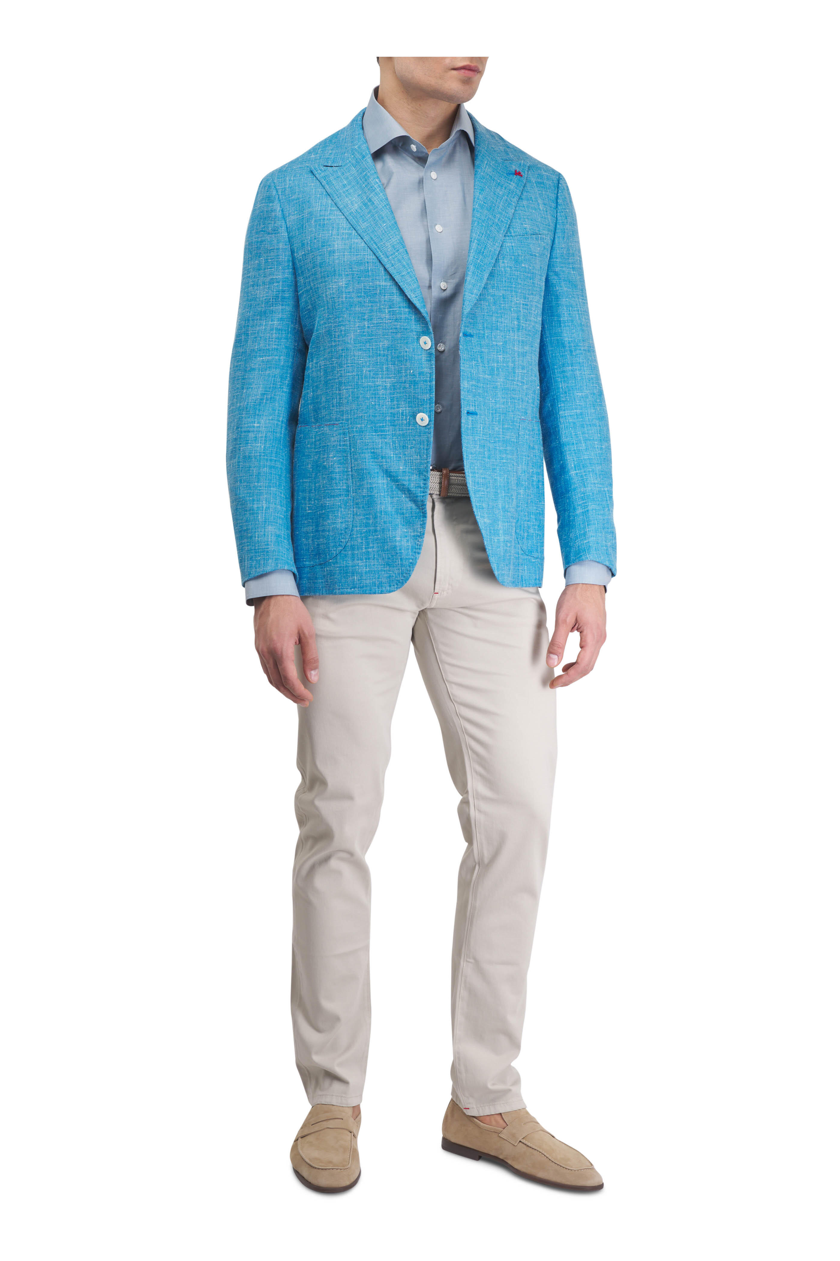 Isaia - Turquoise Wool, Silk & Linen Sportcoat