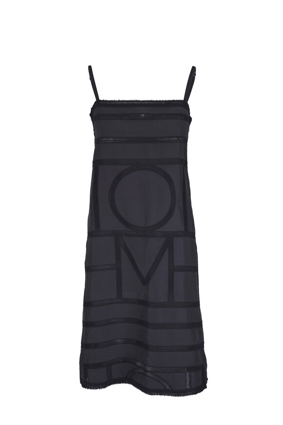 Totême Washed Black Silk Monogram Dress