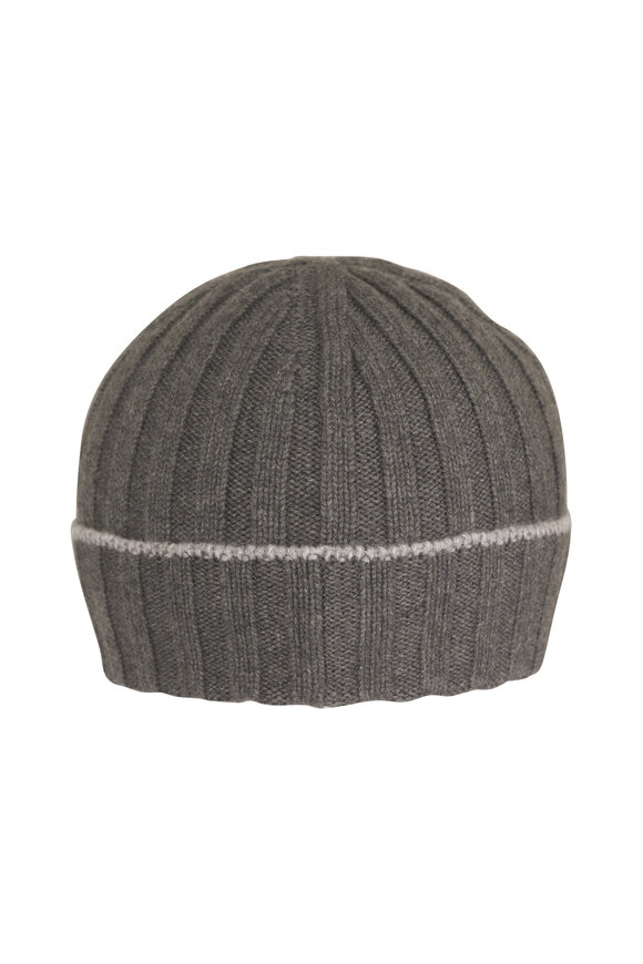 Brunello Cucinelli Dark Green Cashmere Rib Knit Beanie - view 1