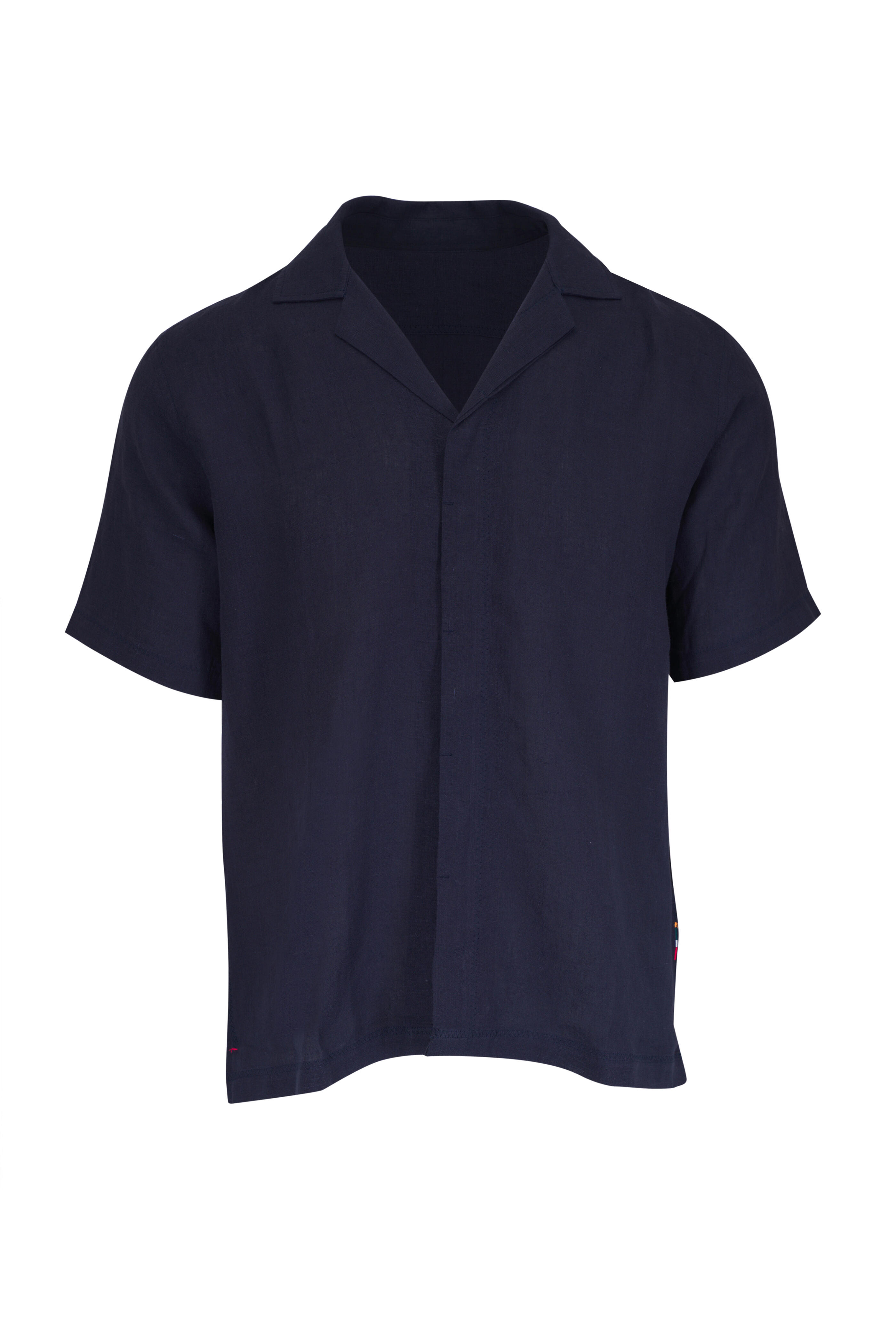 Orlebar Brown - Maitan II Navy Blue Linen Collard Shirt