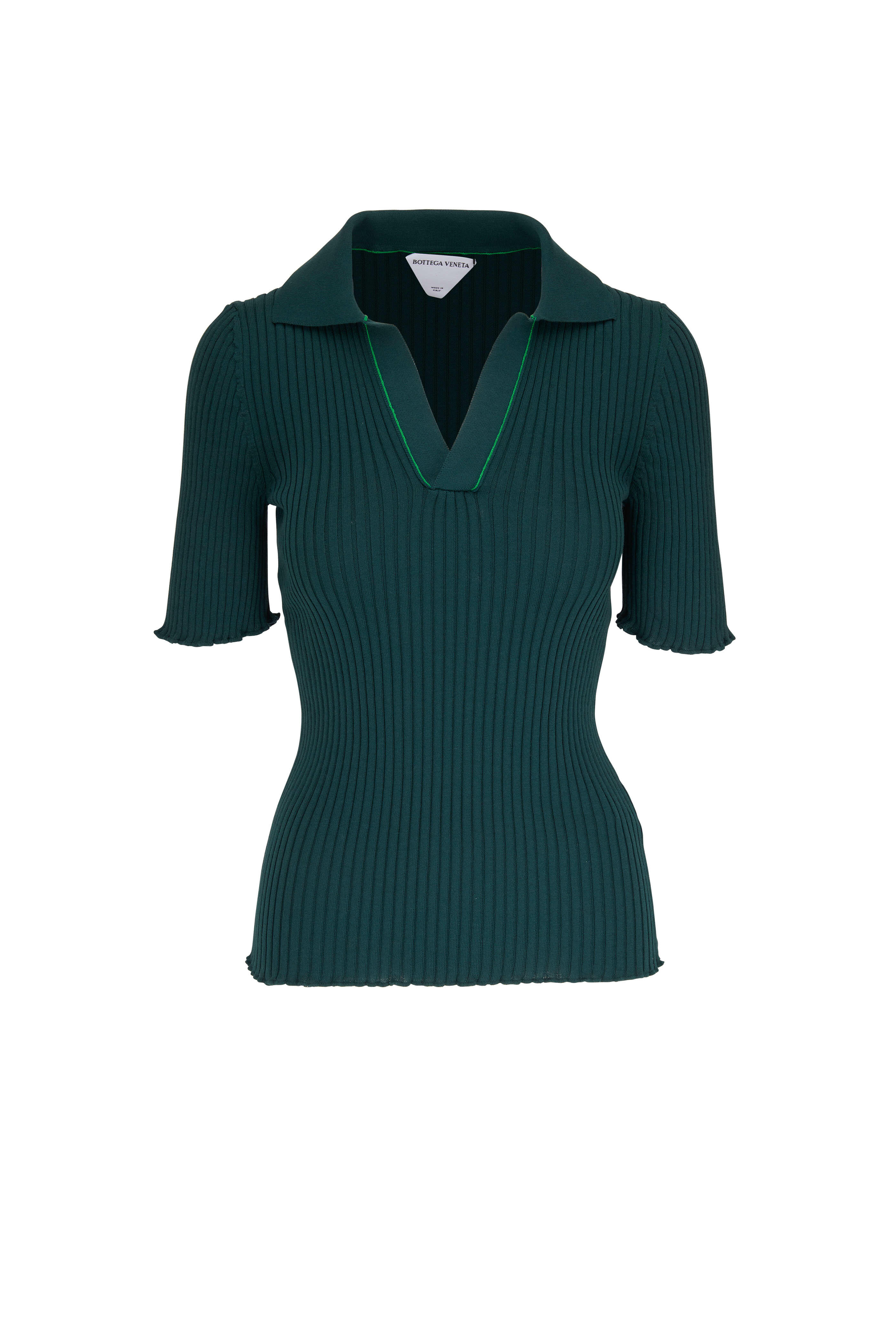 Bottega Veneta - Inkwell Ribbed Cotton Polo | Mitchell Stores