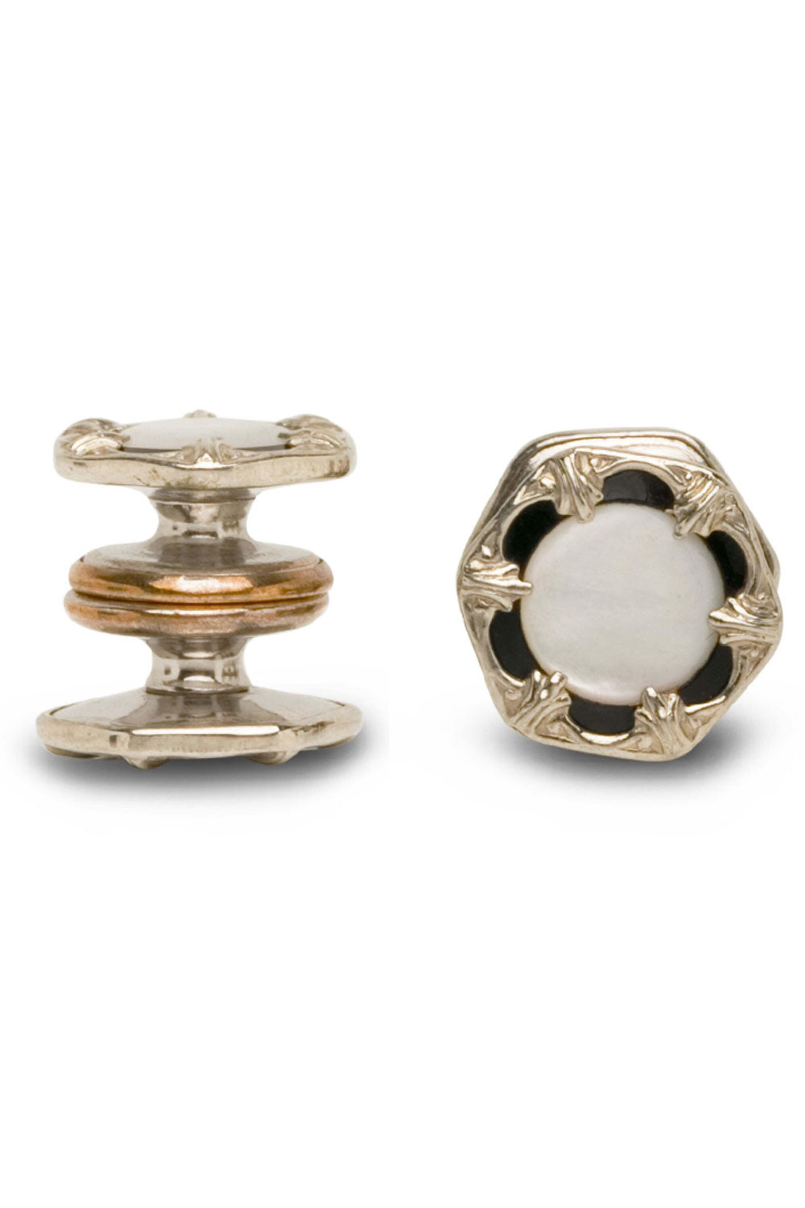 Spivey - Black Celluloid and Mother of Pearl Snap Cufflinks