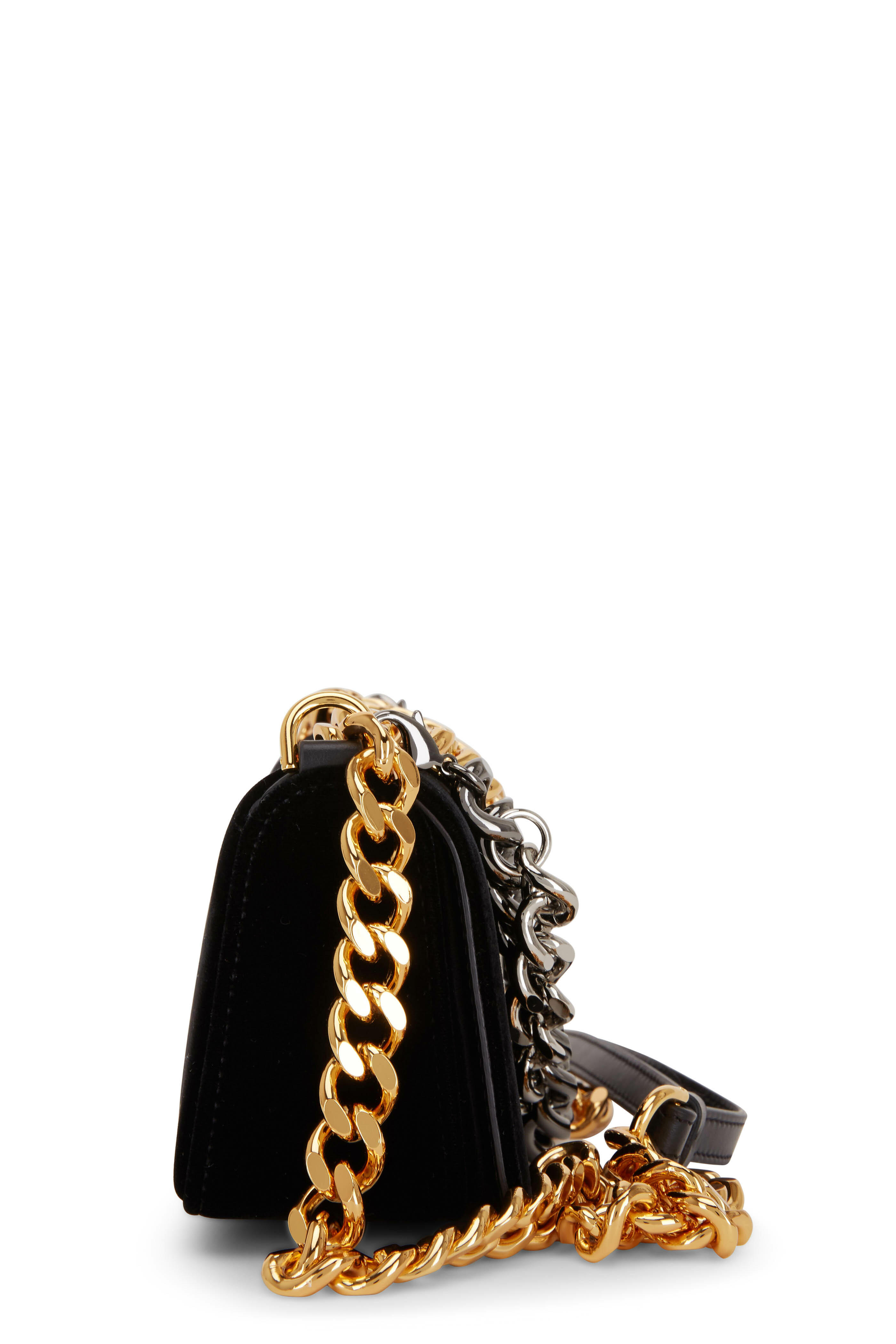 Tom Ford - Triple Chain Black Velvet Small Bag