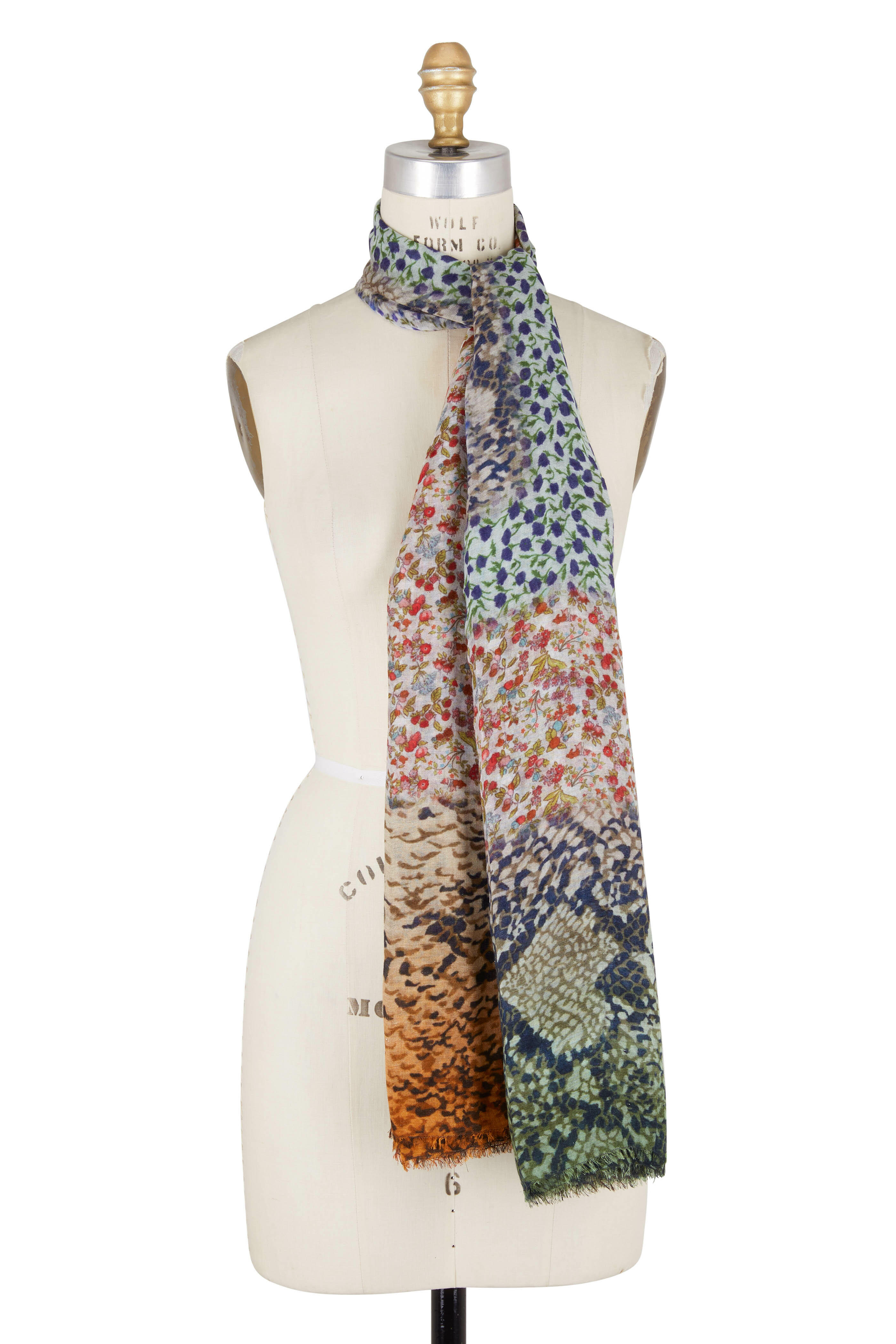 Faliero Sarti ストール SMILE Faliero Sarti - Boa & Floral Lurex Scarf | Mitchell Stores