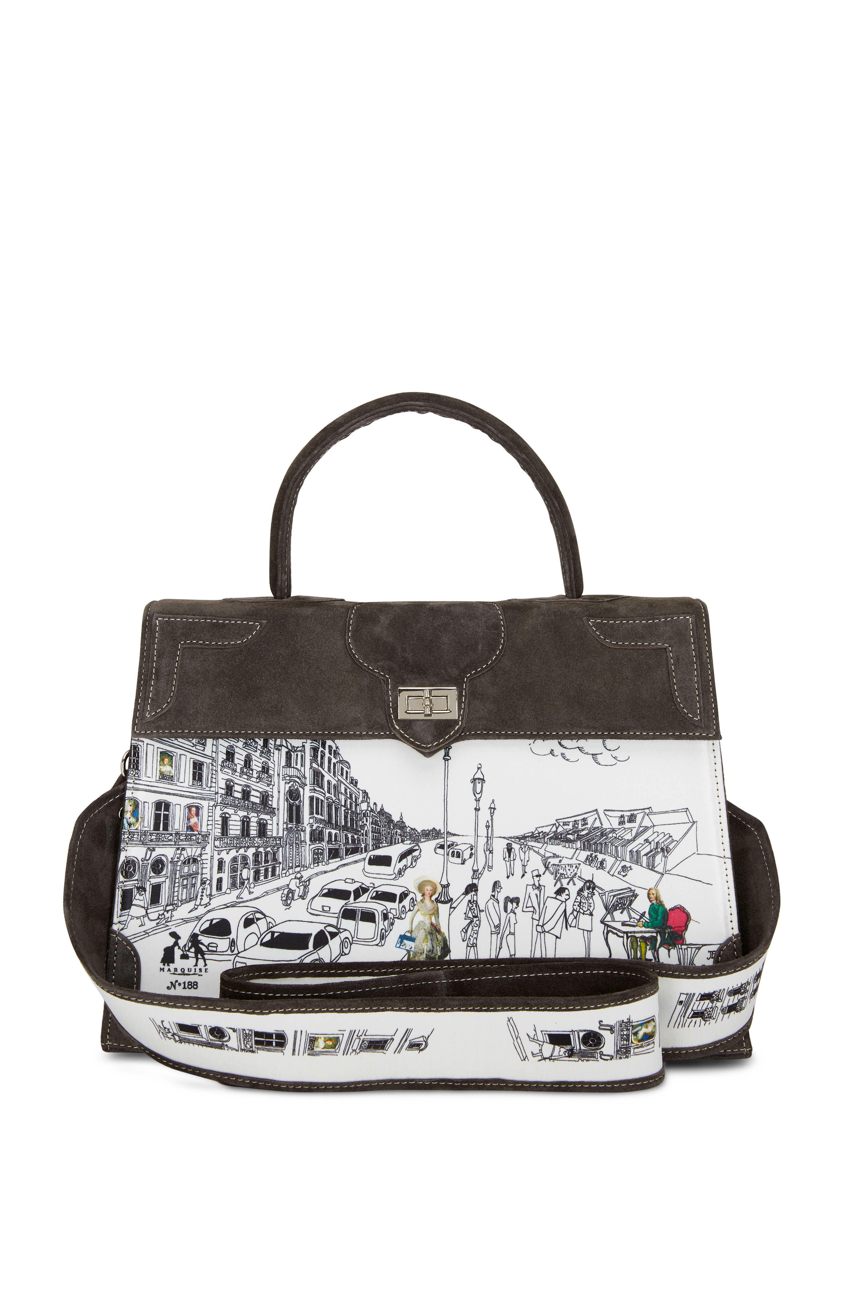 Marquise Paris - Gray Voltaire Satin & Suede Shoulder Bag