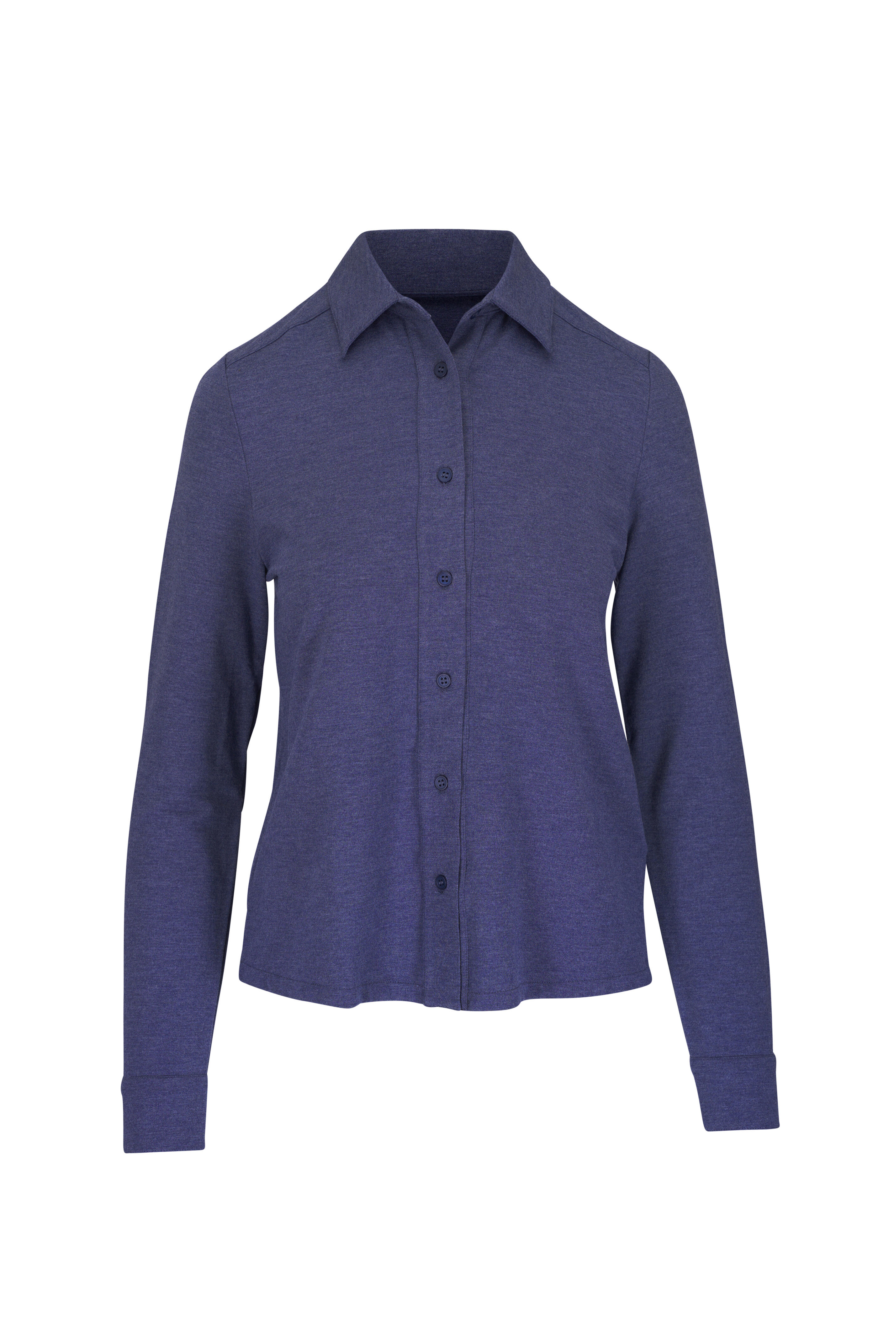 Majestic - Blue Denim French Terry Button Down Shirt