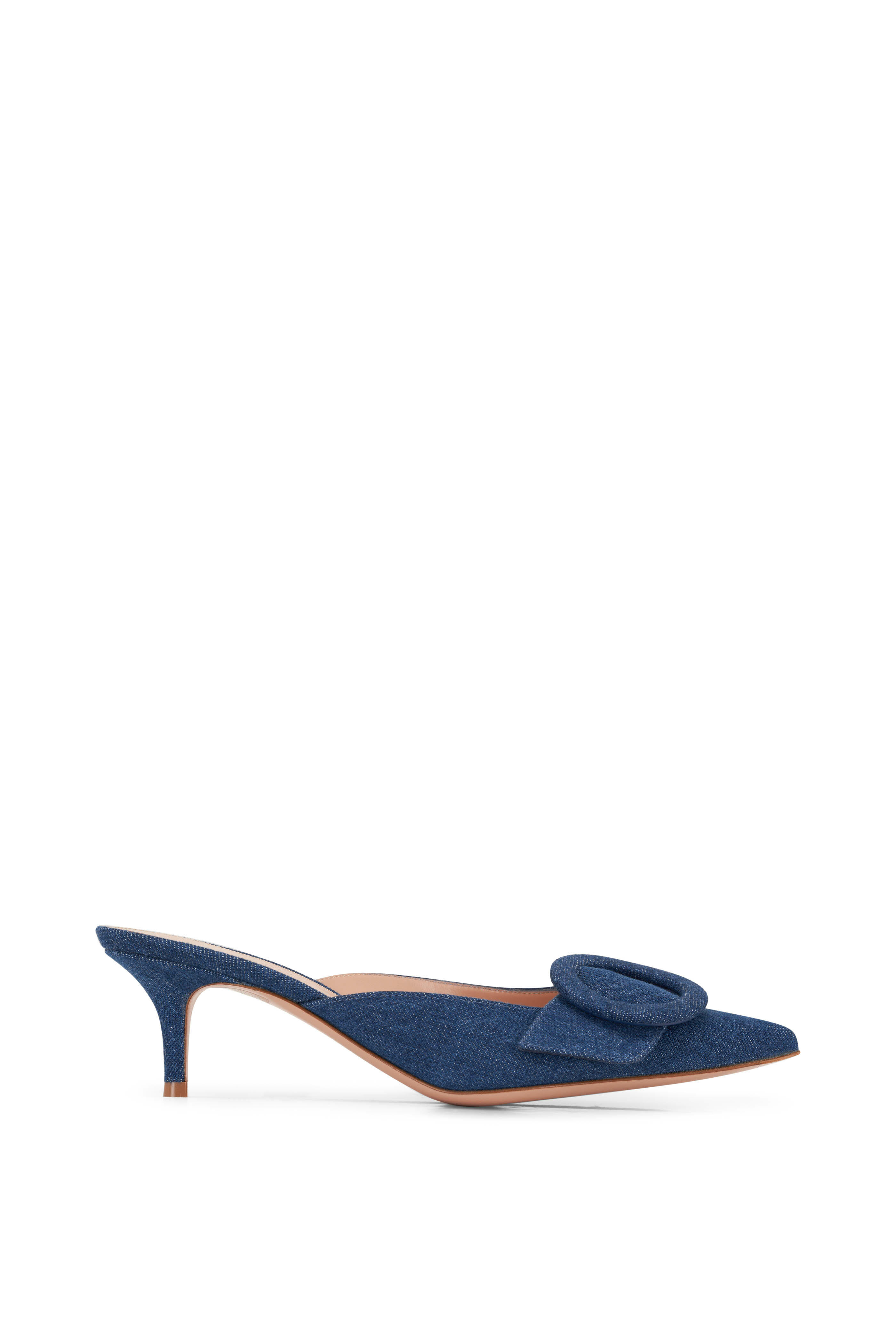 Gianvito Rossi - Portofino Mid Blue Denim Buckle Mule, 55mm